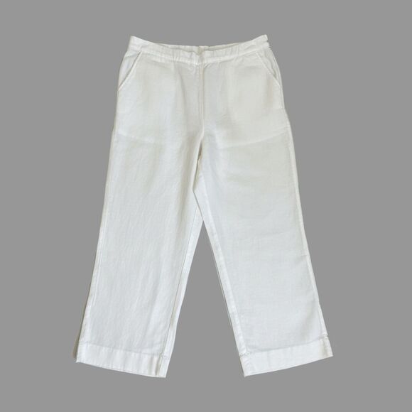 Chico’s White Linen Cropped Pull On Pants with Pockets NWOT XL 3 - Picture 1 of 10